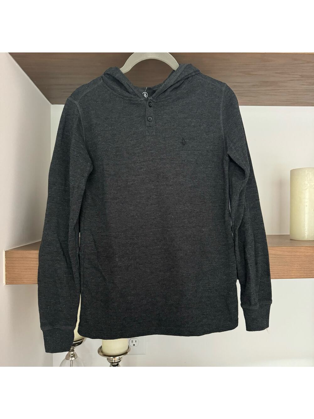 Volcom Thermal Hooded Long Sleeve in Deep Grey